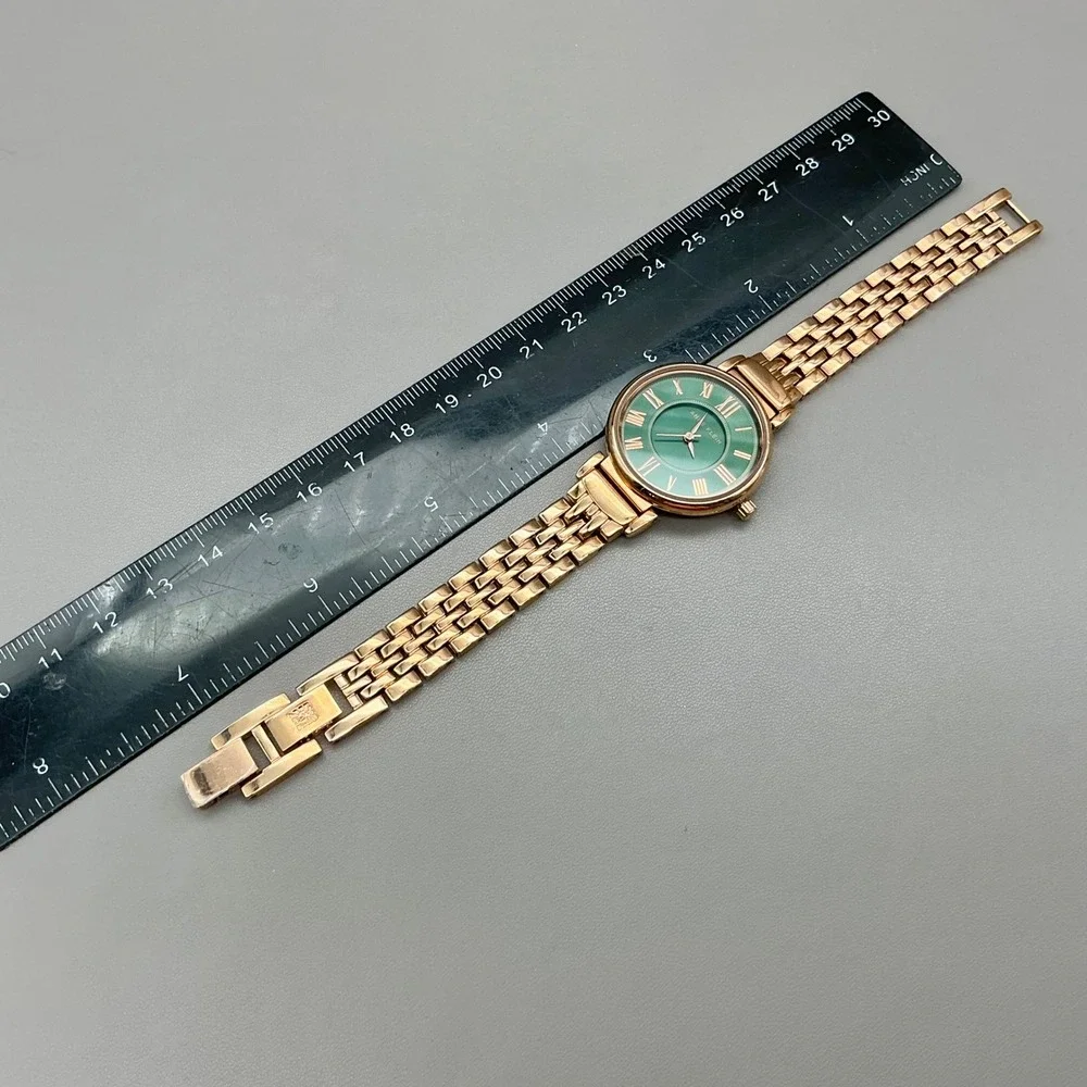 Anne Klein Watch Womens Rose Gold Tone Green Dial Roman Numeral 30mm NEW BATTERY